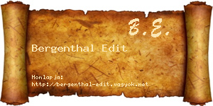 Bergenthal Edit névjegykártya